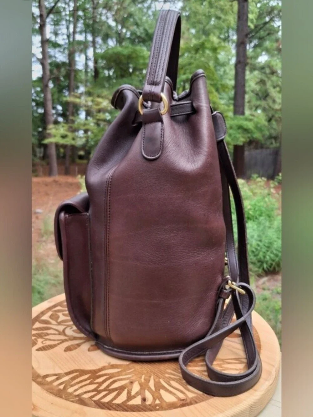 Vintage 1996 Coach Dark Brown Leather Classic Handle Backpack Rucksack #9992